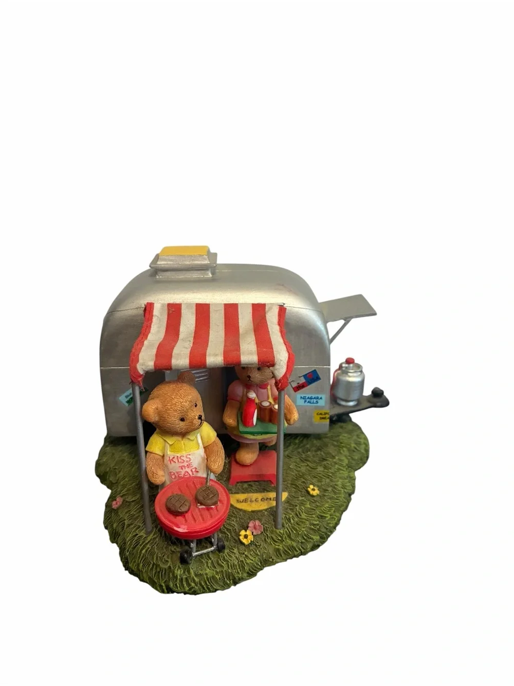 Faithful Fuzzies Two For The Road Bear Camping Figurine 1650A Airstream BBQ